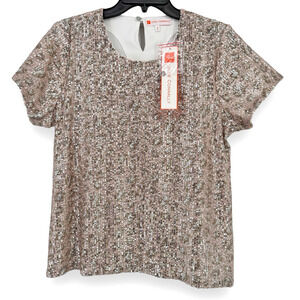 Jude Connally Lex Leopard Print Sequin Shirt Blouse Womens Size X Small